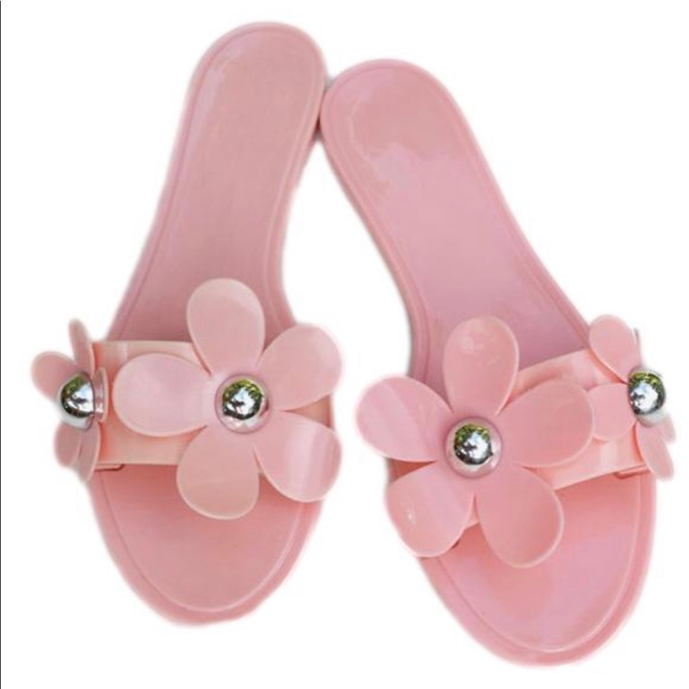 Lia Pink Daisy Jelly Flip Flops
